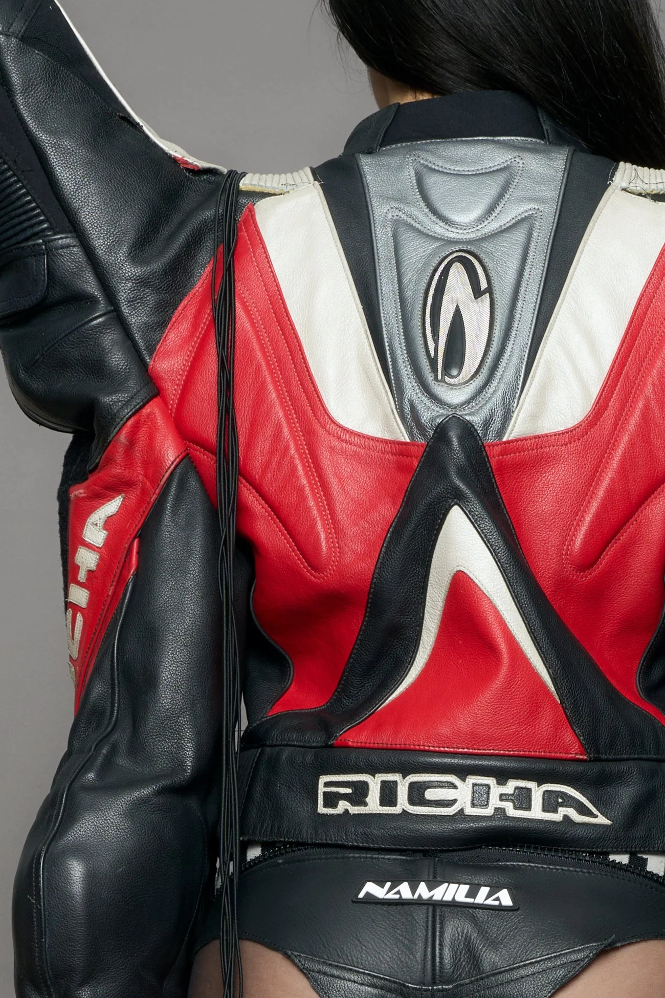 Atelier line - Thorn shoulder genuine leather motocross jacket red - Image 5