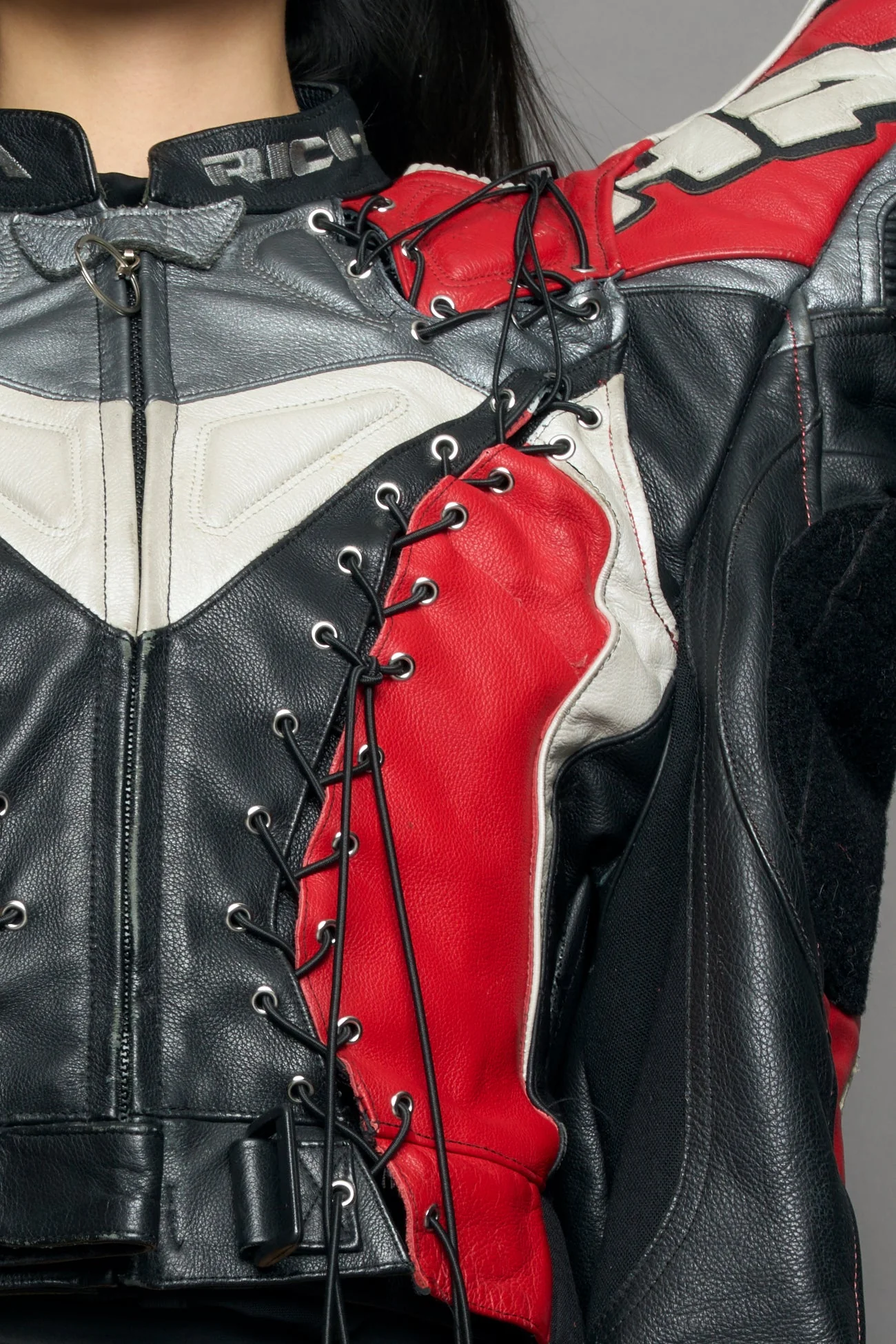 Atelier line - Thorn shoulder genuine leather motocross jacket red - Image 6