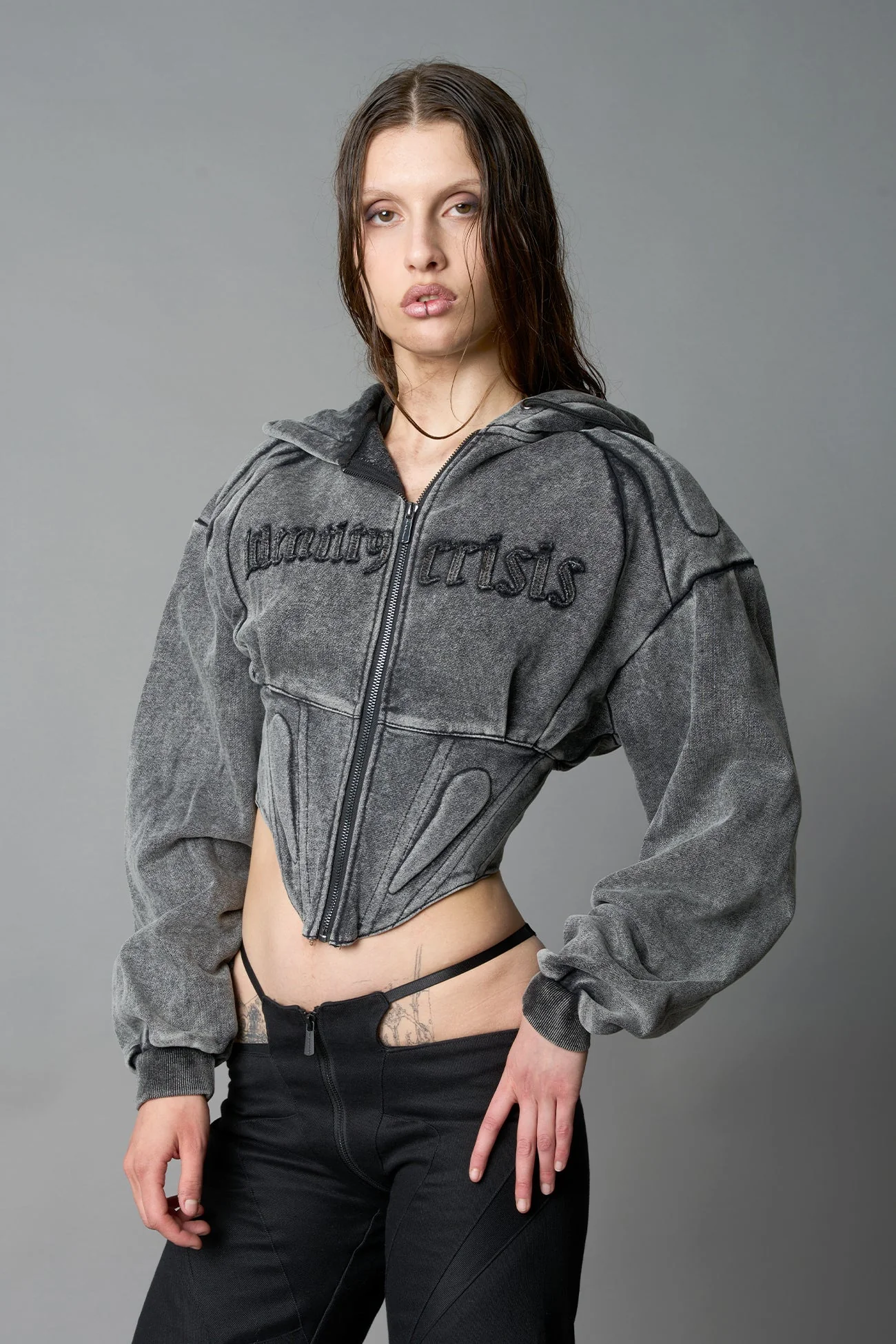 Sweat Corset Zip Hoodie - Image 13