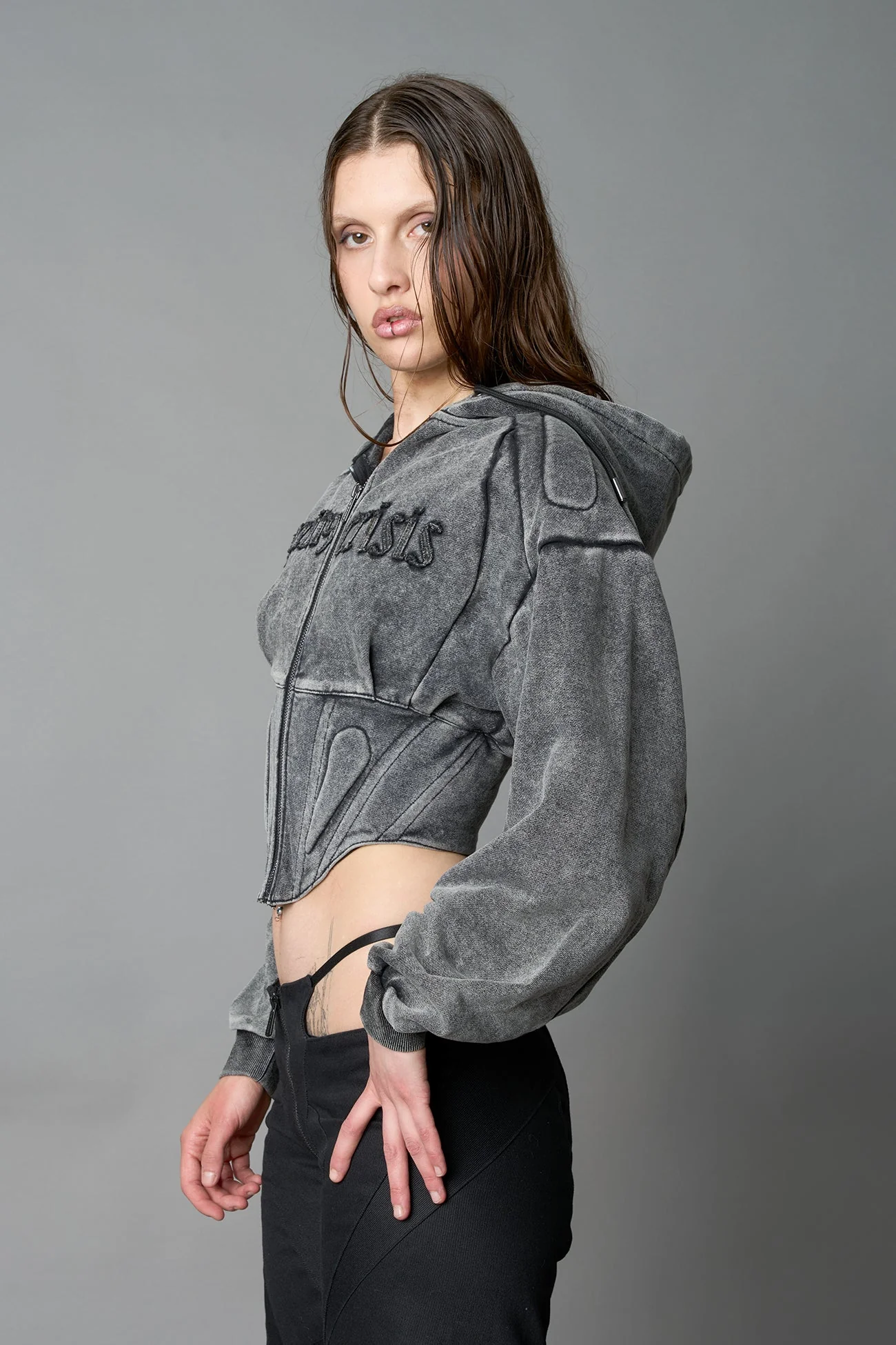 Sweat Corset Zip Hoodie - Image 15