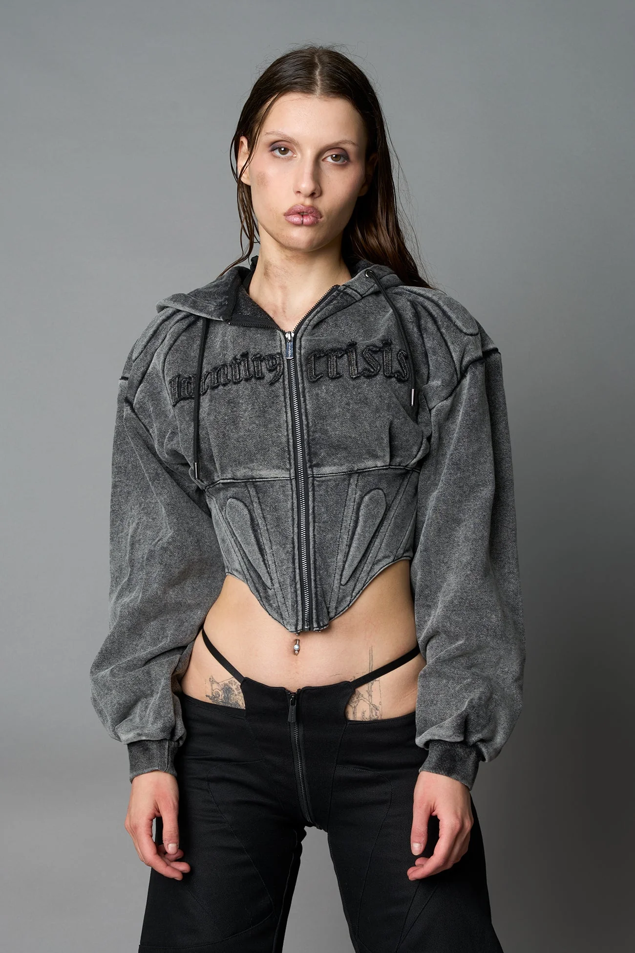 Sweat Corset Zip Hoodie - Image 16