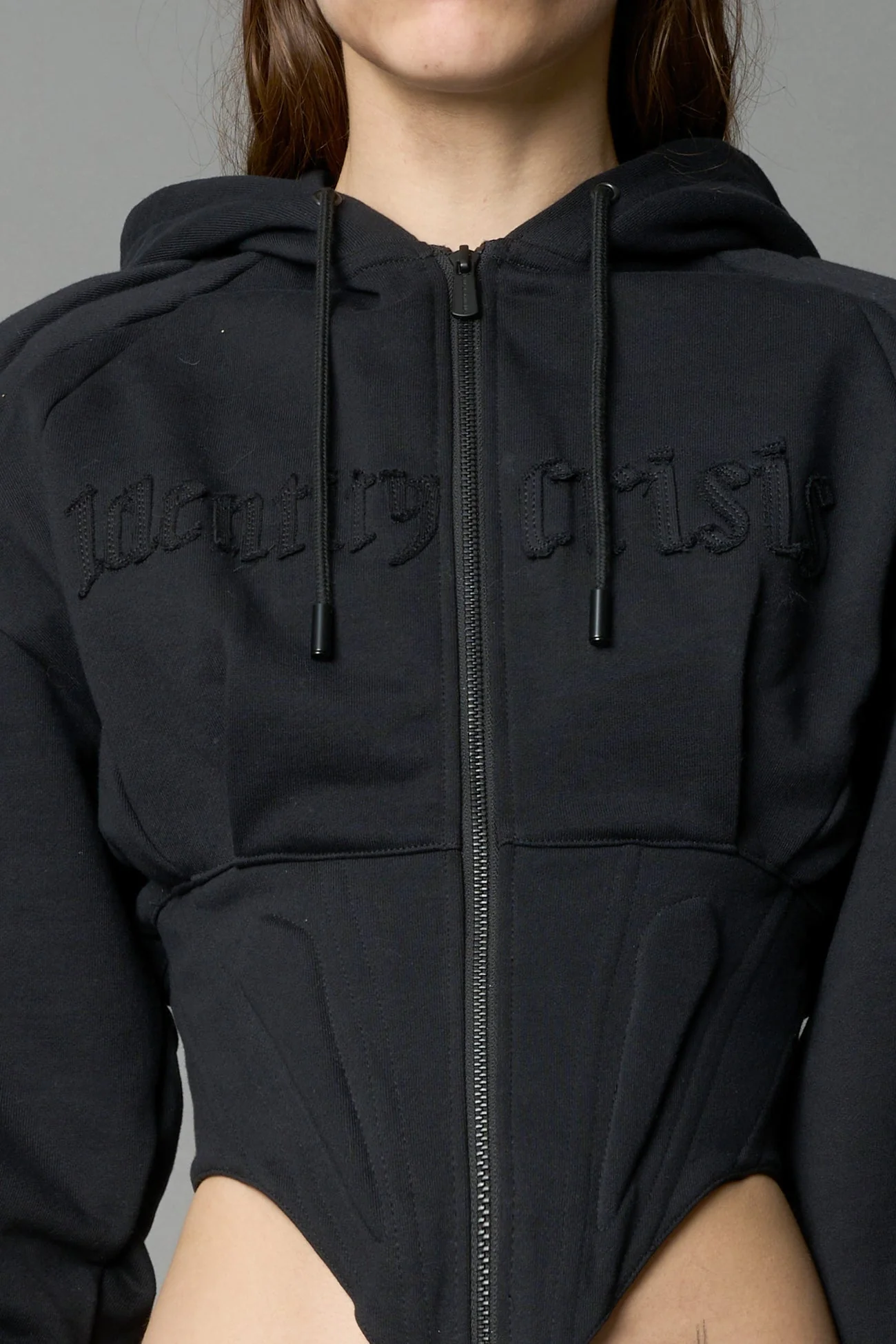 Sweat Corset Zip Hoodie - Image 4